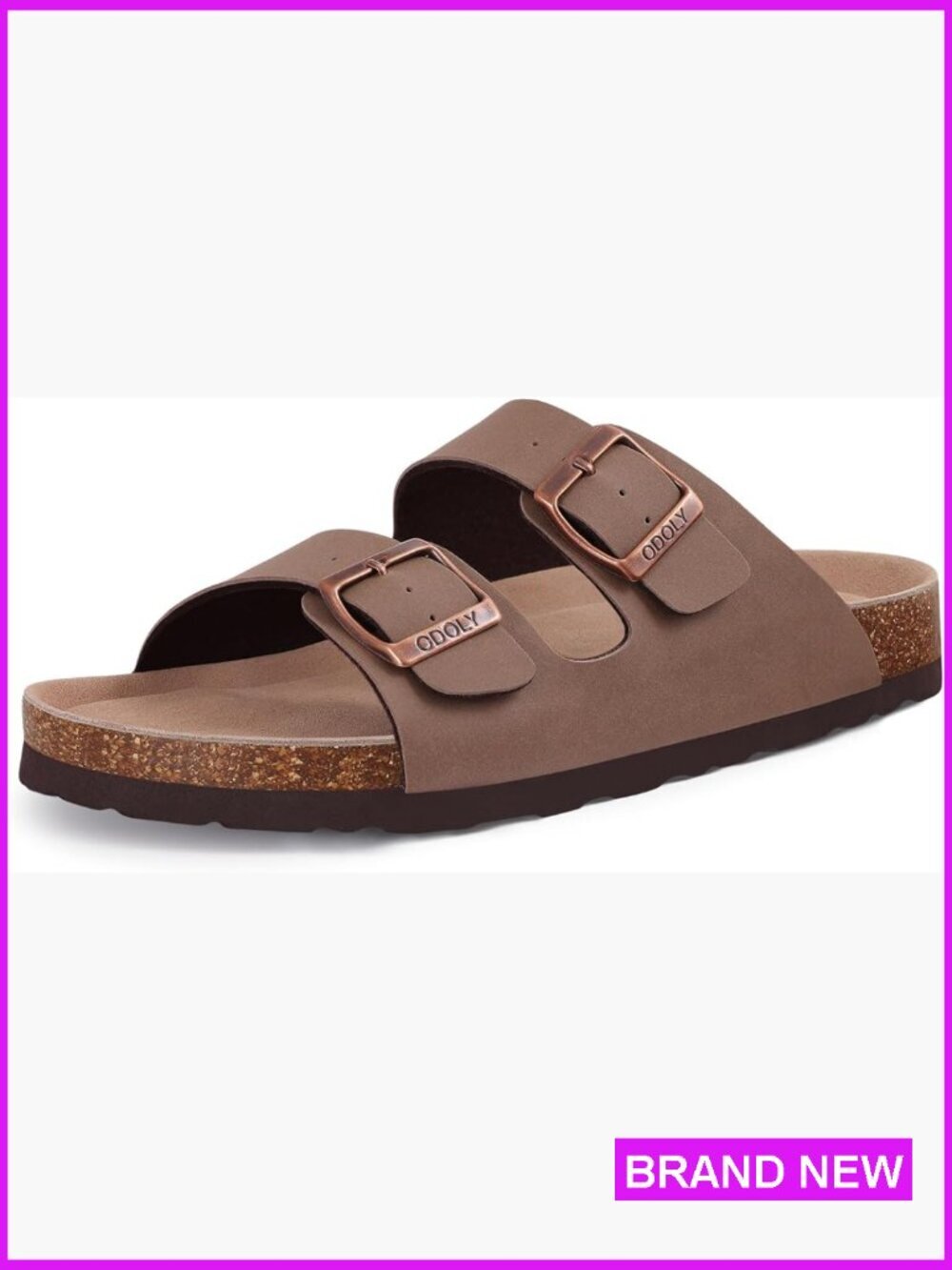 Unisex Cork Footbed Slide Sandal Arch Support Adjustable Buckle Casual Outdoor